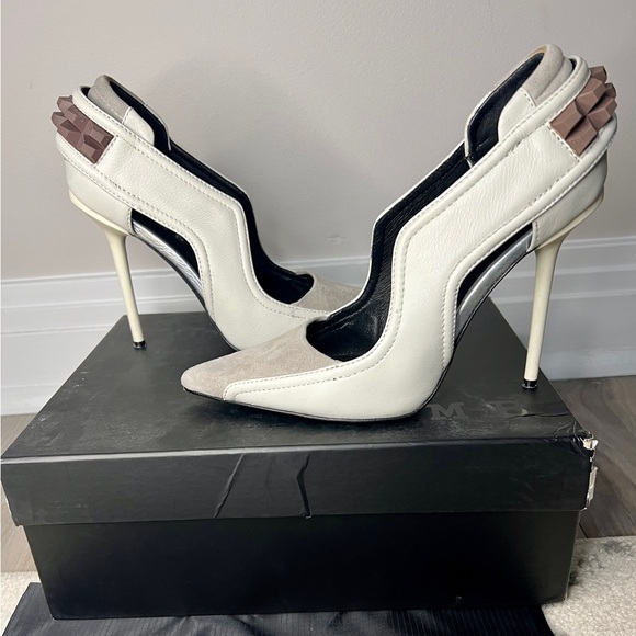 L.A.M.B. Enforcer Enforcee White Grey Heel Pump 7.5M - Picture 2 of 11